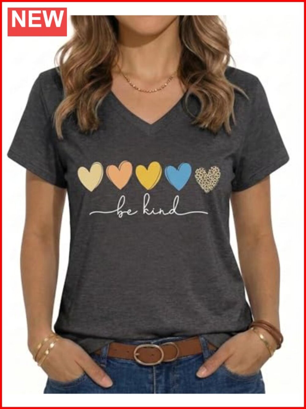 Women's V-Neck Short Sleeve Tunic Tee Summer Casual Top